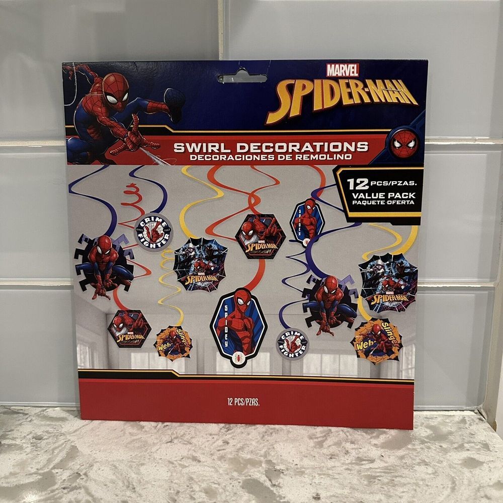 Marvel Spider-Man Themed Party Supplies 12 Swirlโ Decorations Value Pack